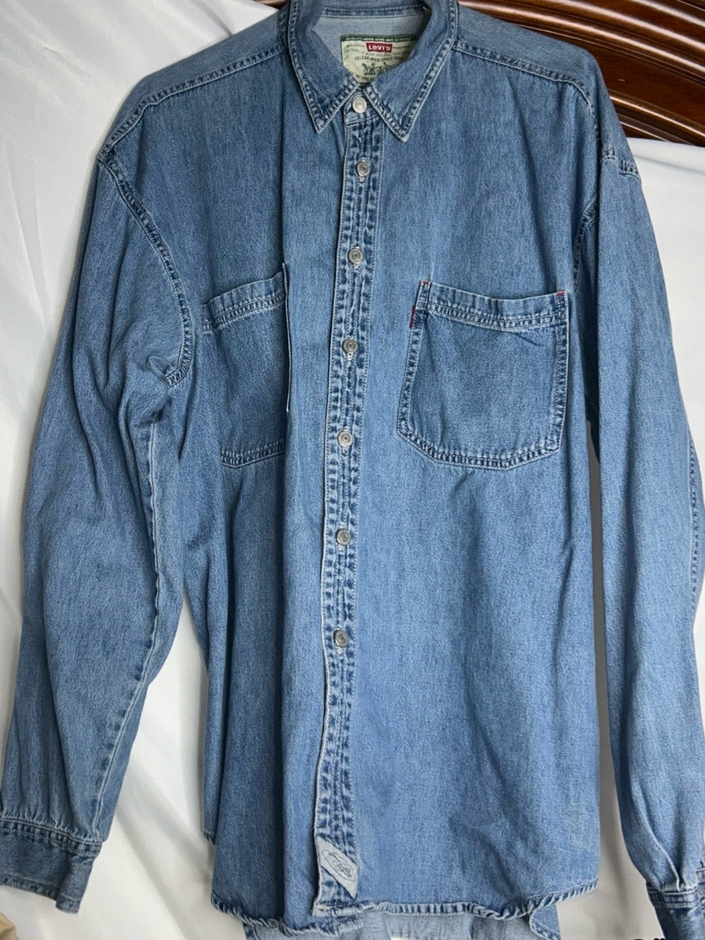 Vintage Levi's Red label Blue Denim Button-Up Shirt. From early 90’s